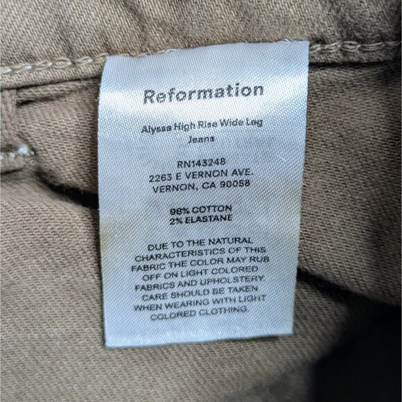 Reformation Alyssa Wide Leg 26 Brown Sustainable Denim '70s Boho Aesthetic - Picture 3 of 10